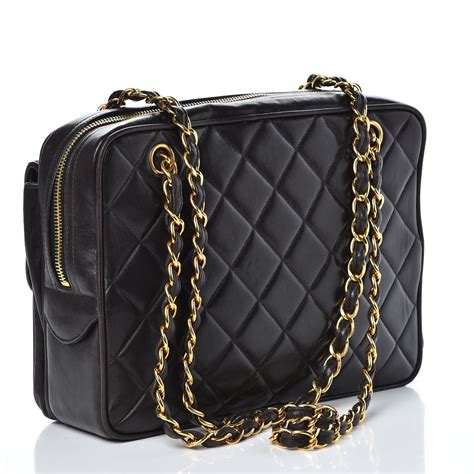 chanel purse black quilted|chanel lambskin shoulder bag.